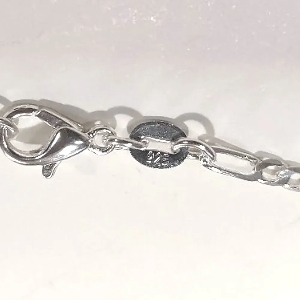 925 Silver Necklace Figaro Jesus Crown of Thorns Christian Catholic Pendant Gift